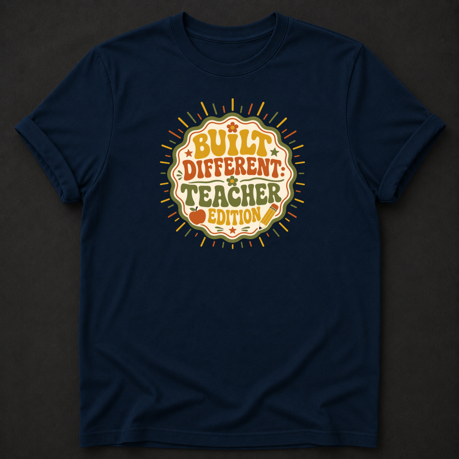 Built Different Teacher Edition T-Shirt - Funny Retro Teacher Graphic Tee
