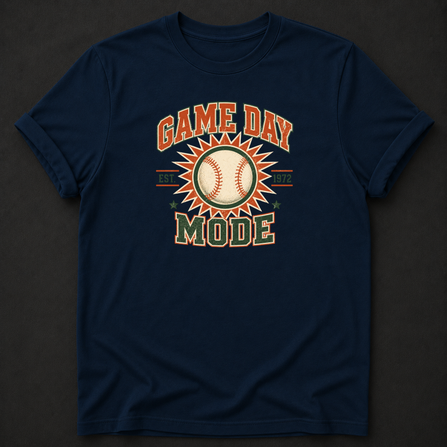 Game Day Mode Baseball T-Shirt – Vintage Retro Baseball Tee