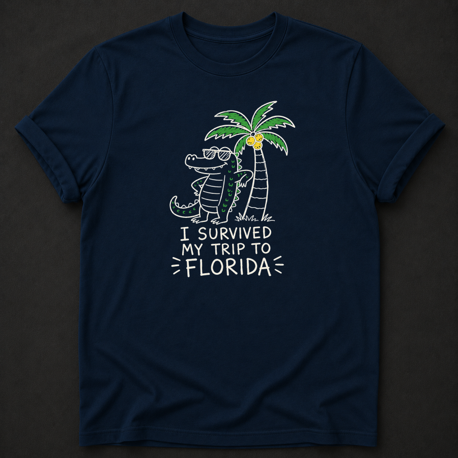 I Survived My Trip To Florida T-Shirt - Funny Alligator Florida Graphic Tee