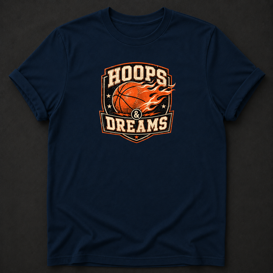 Hoops & Dreams Basketball T-Shirt – Vintage Retro Basketball Tee