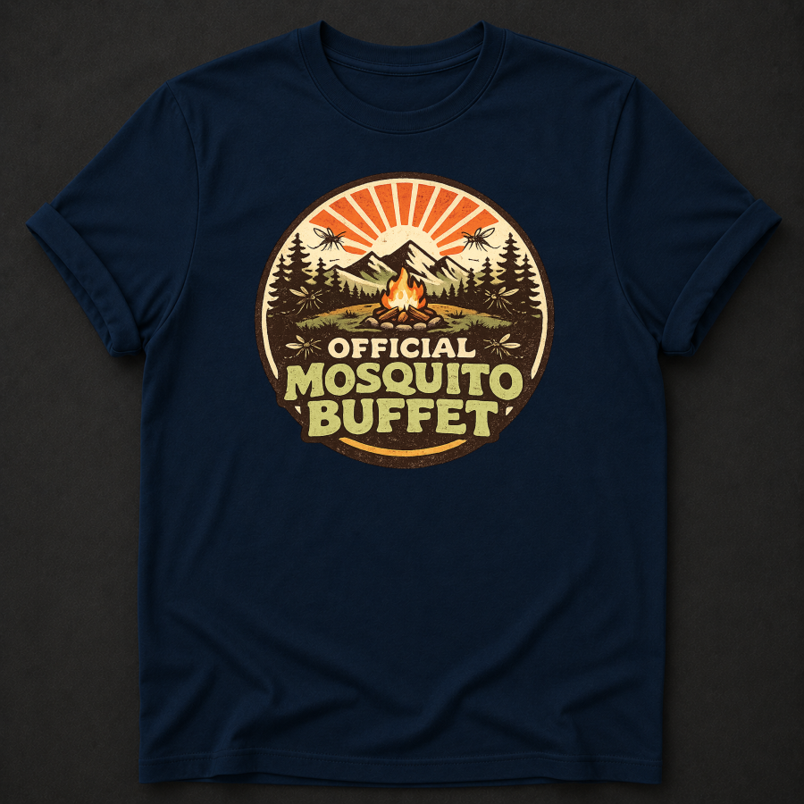 Official Mosquito Buffet T-Shirt - Funny Camping Campfire Graphic Tee