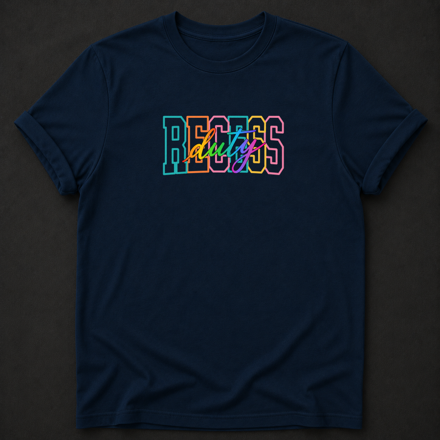 Recess Duty T-Shirt - Colorful Retro Teacher Graphic Tee