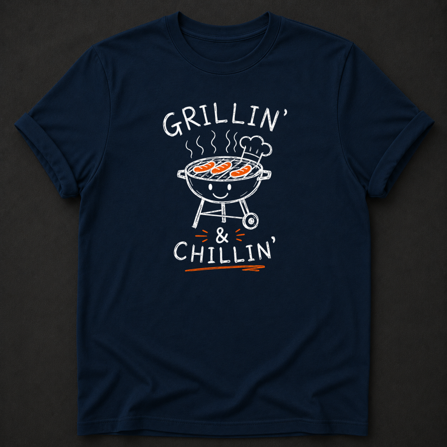 Grillin' & Chillin' T-Shirt - Funny BBQ Grill Graphic Tee