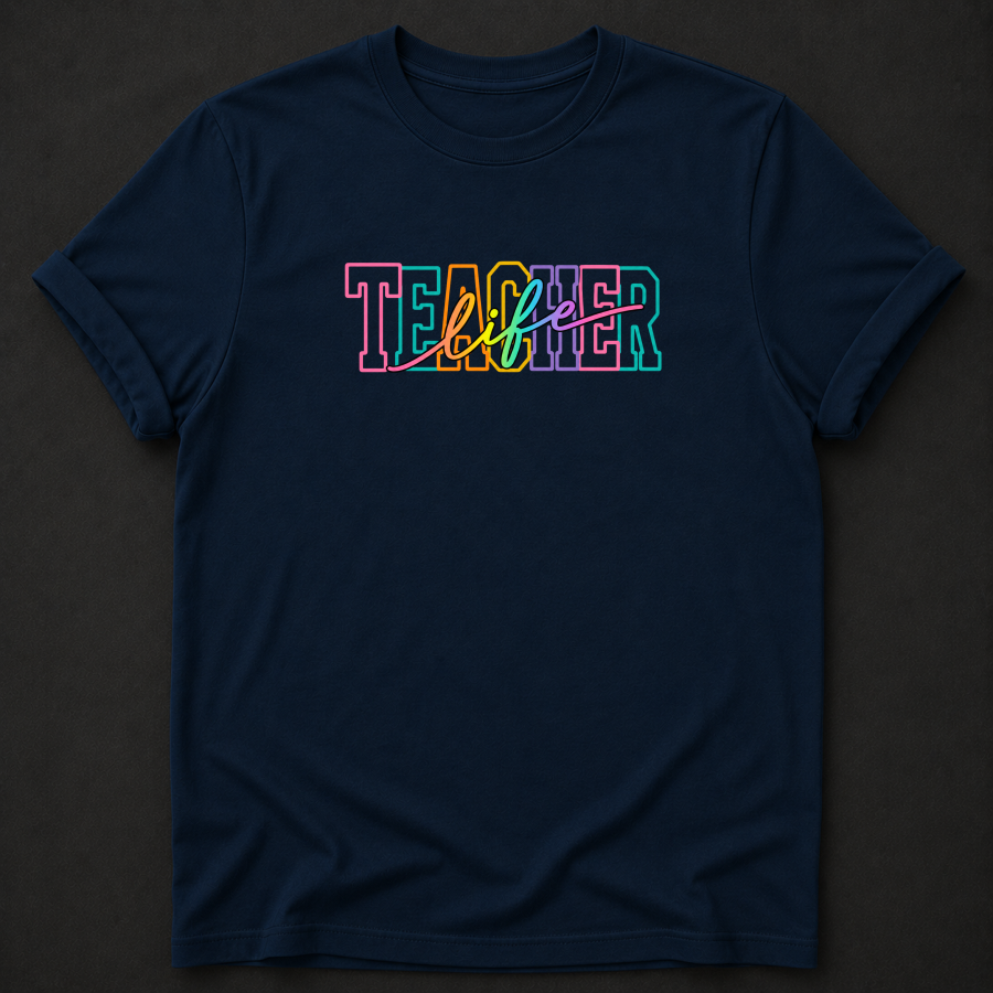 Teacher Life T-Shirt - Colorful Retro Teacher Graphic Tee