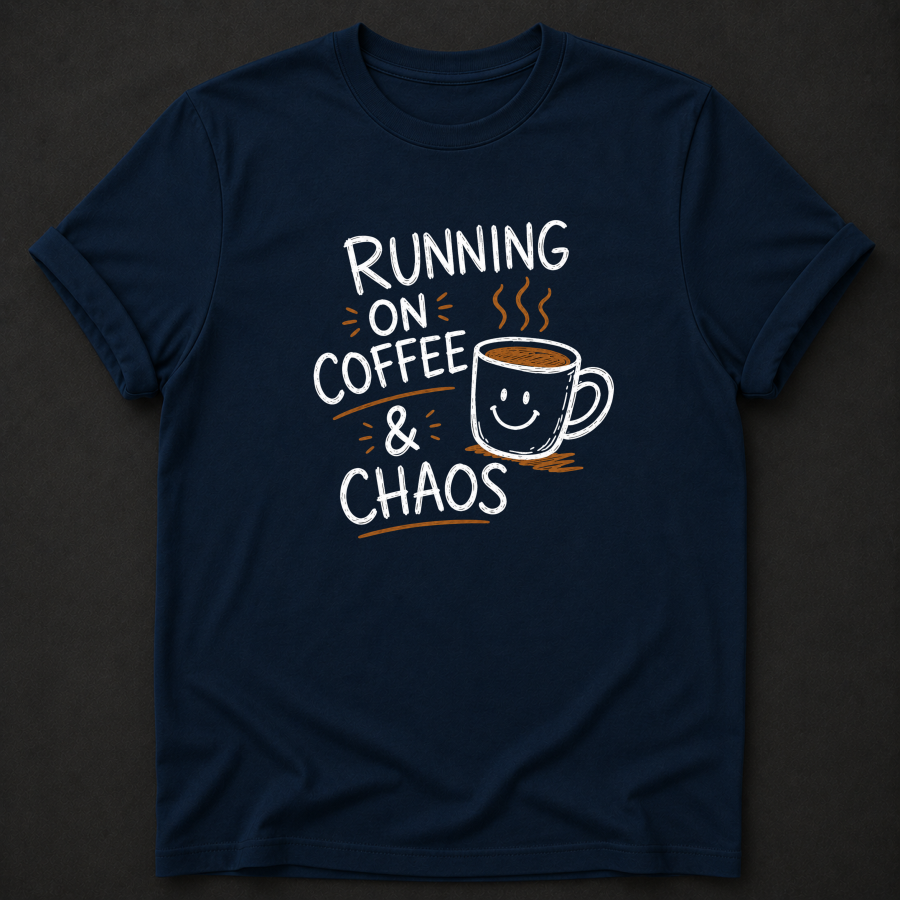 Running On Coffee & Chaos T-Shirt - Funny Coffee Graphic Tee