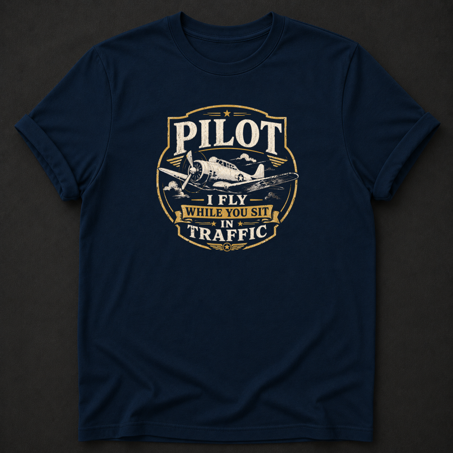 Funny Pilot T-Shirt - I Fly While You Sit In Traffic aviation tee