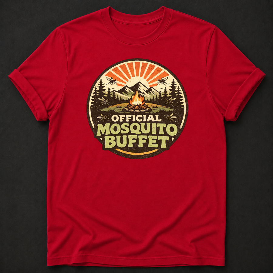 Official Mosquito Buffet T-Shirt - Funny Camping Campfire Graphic Tee