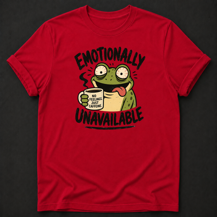 Emotionally Unavailable Frog T-Shirt – Funny Coffee Lover Tee