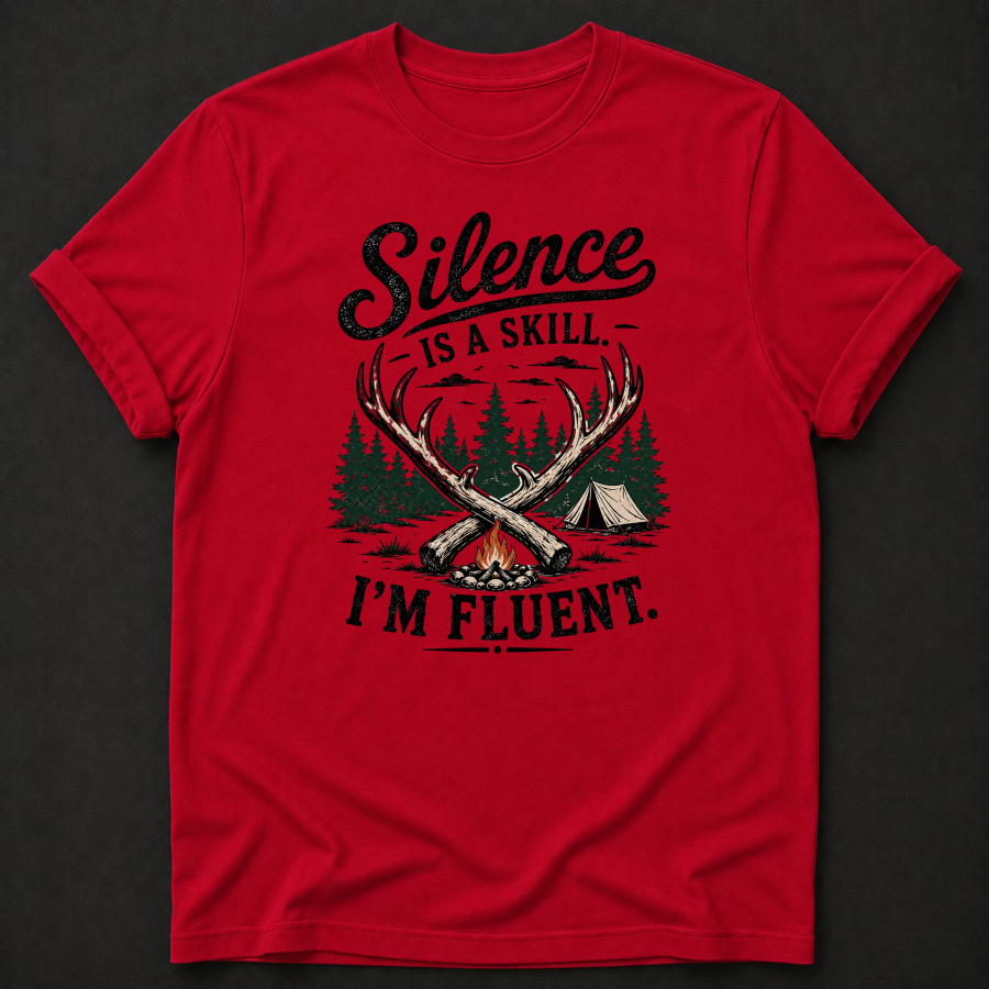 Silence Is A Skill I'm Fluent T-Shirt - Funny Camping Outdoor Graphic Tee