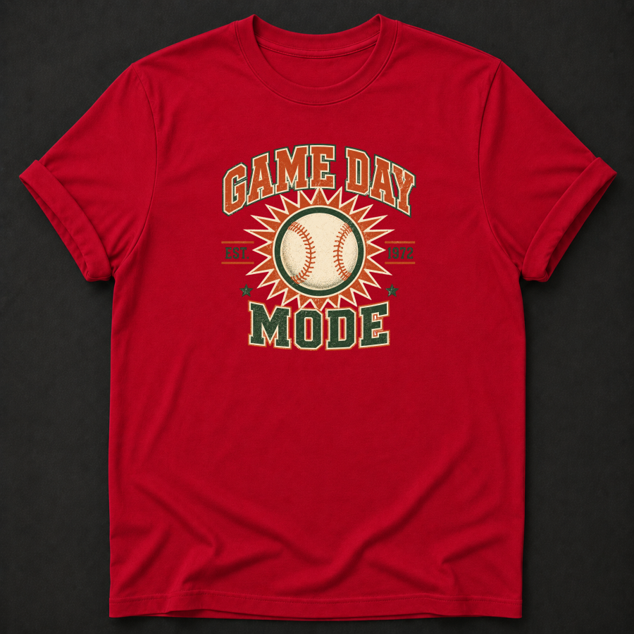 Game Day Mode Baseball T-Shirt – Vintage Retro Baseball Tee
