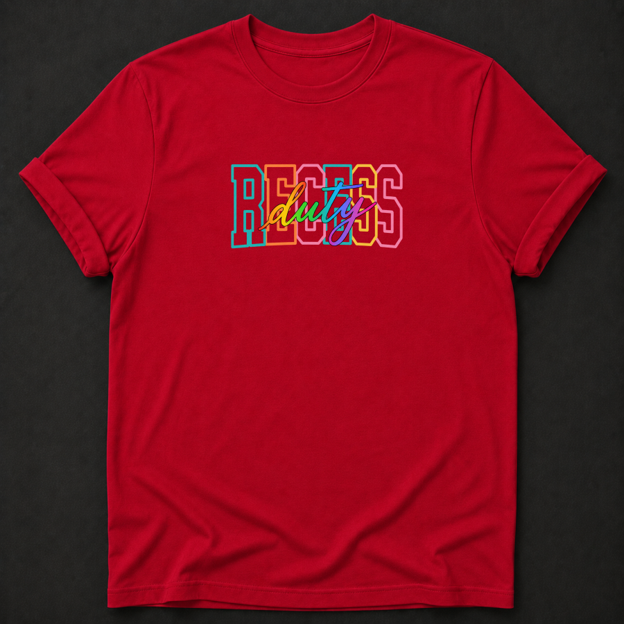 Recess Duty T-Shirt - Colorful Retro Teacher Graphic Tee