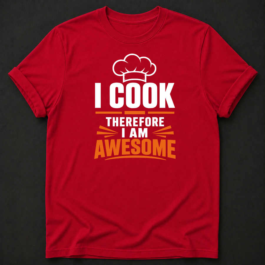 Funny Cook T-Shirt | I Cook Therefore I Am Awesome