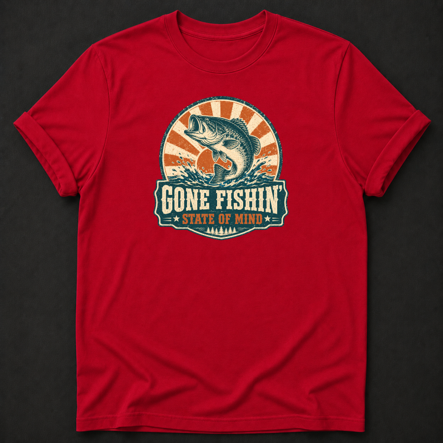 Gone Fishin' State of Mind T-Shirt – Vintage Retro Fishing Tee