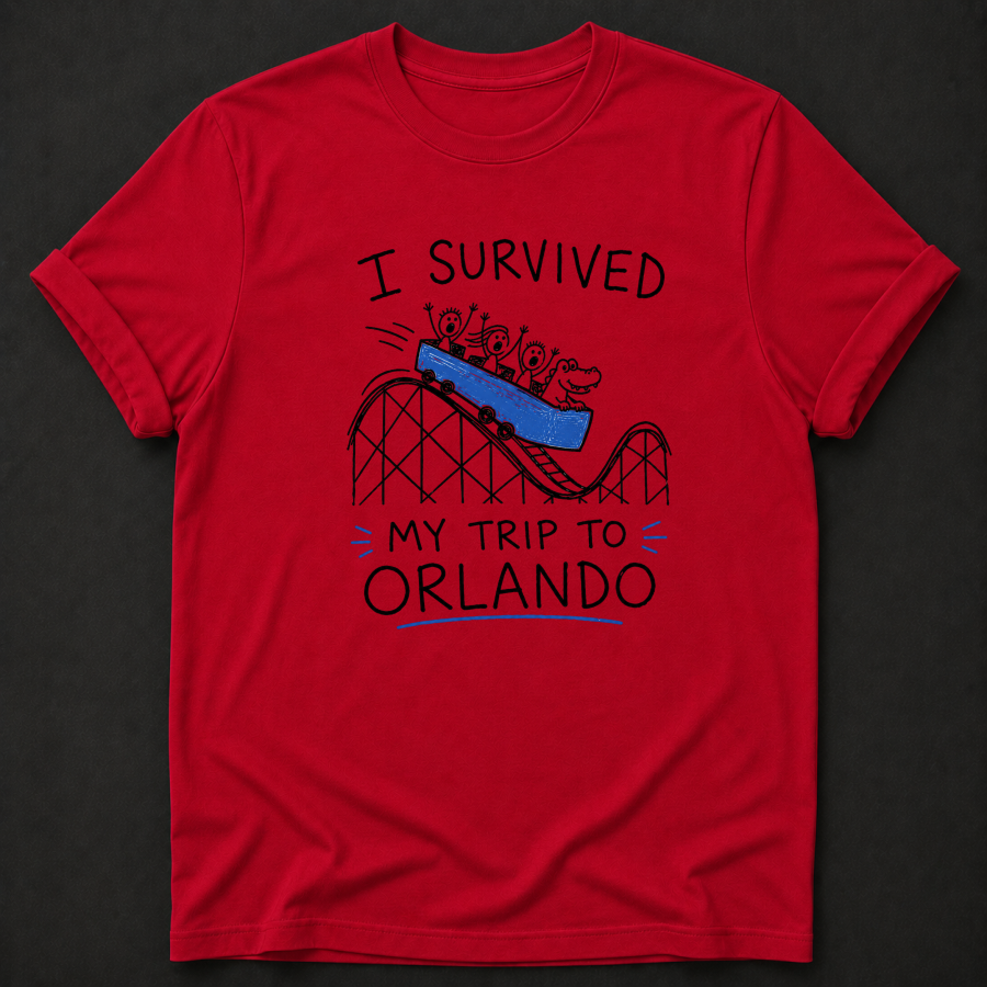 I Survived My Trip To Orlando T-Shirt - Funny Roller Coaster Orlando Graphic Tee