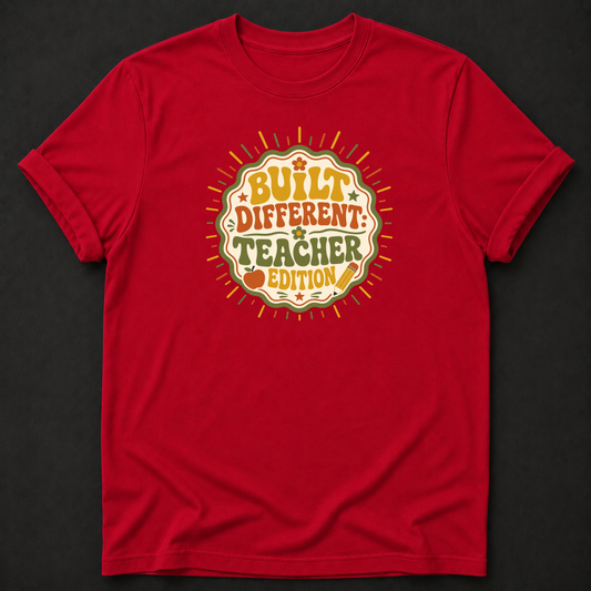 Built Different Teacher Edition T-Shirt - Funny Retro Teacher Graphic Tee