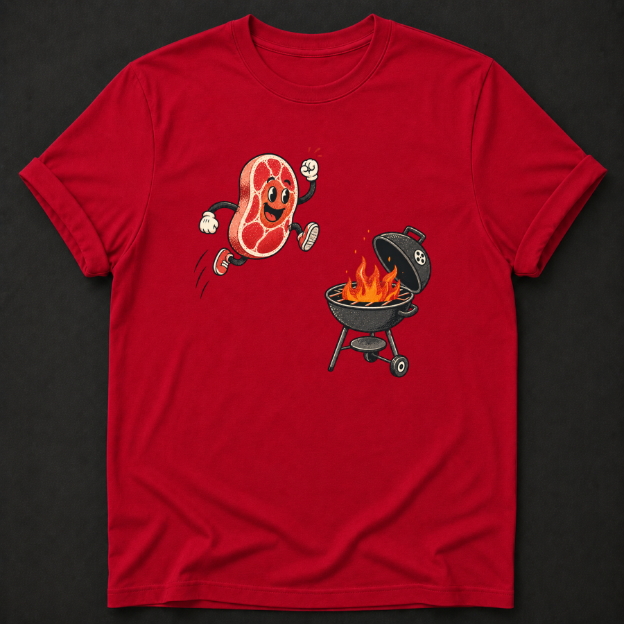 Running to the Grill Tee — Funny BBQ & Grilling Shirt
