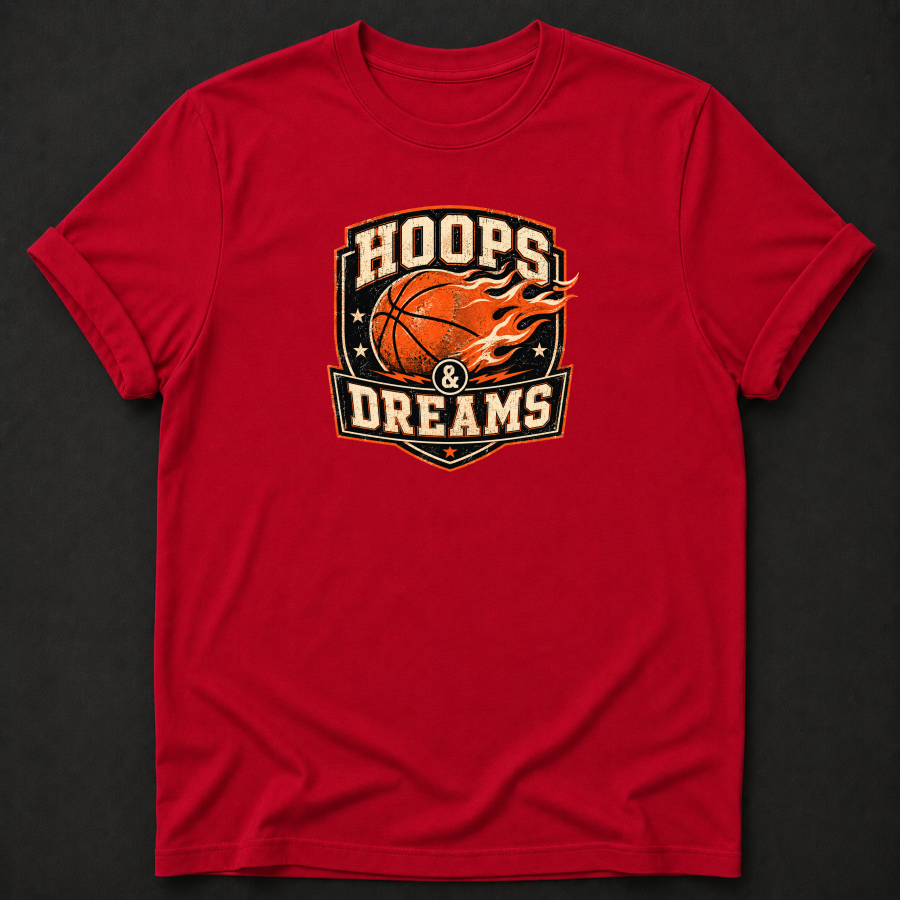Hoops & Dreams Basketball T-Shirt – Vintage Retro Basketball Tee