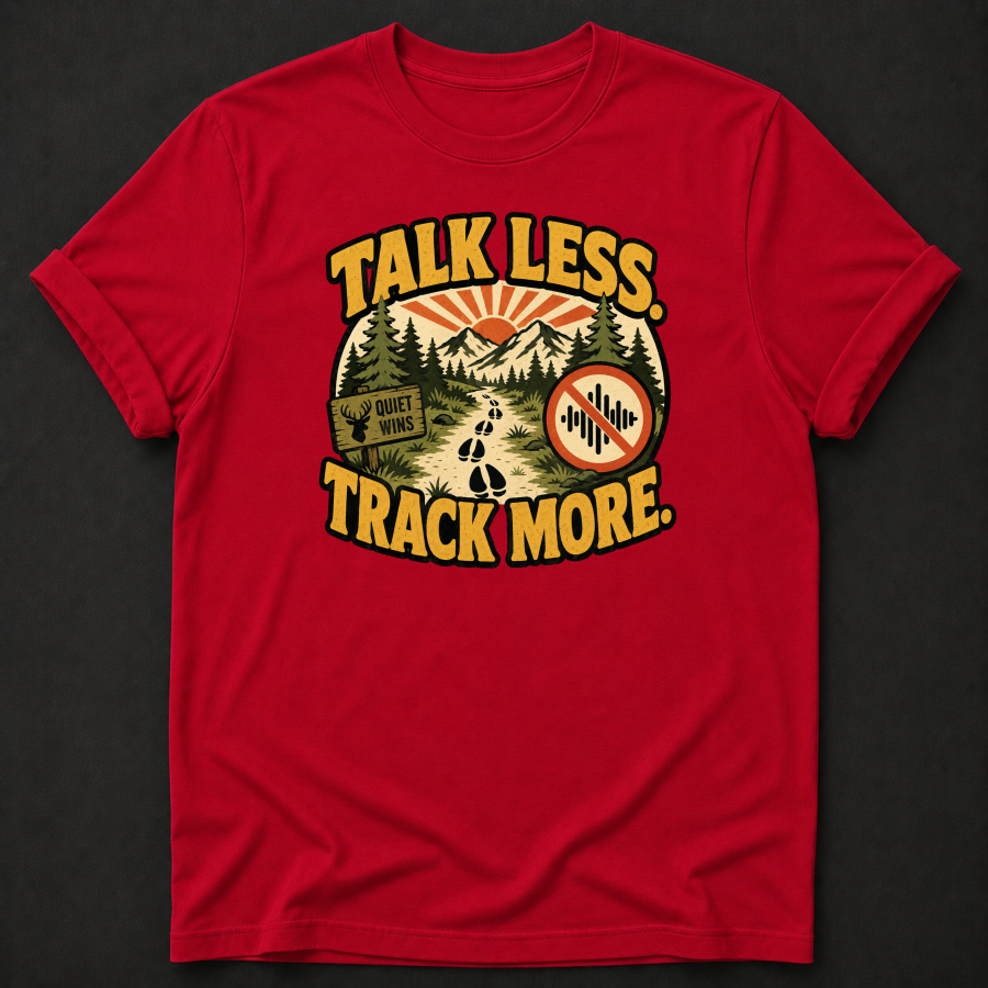Talk Less Track More T-Shirt - Funny Hunting Tracking Graphic Tee