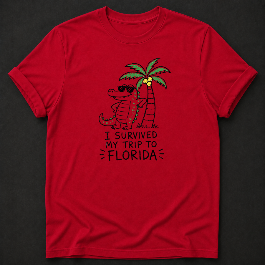I Survived My Trip To Florida T-Shirt - Funny Alligator Florida Graphic Tee