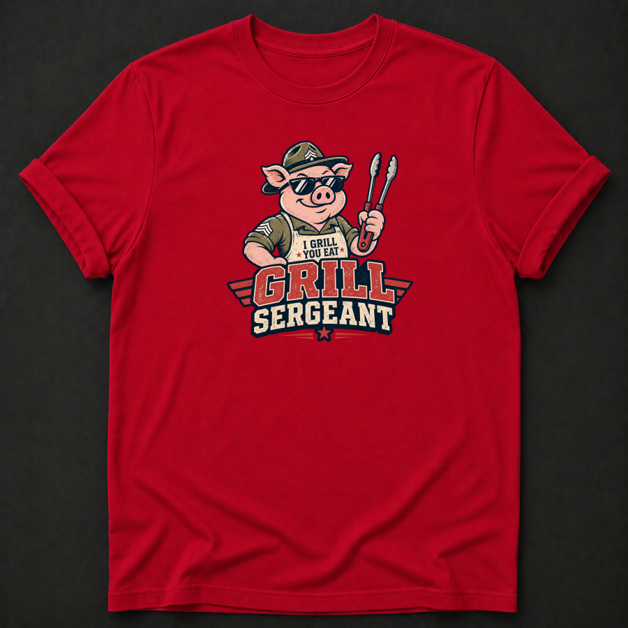 Grill Sergeant BBQ T-Shirt – Funny Grill Master Pig Shirt