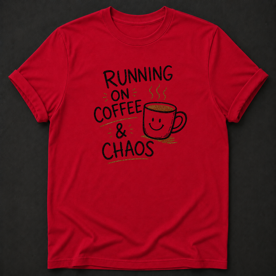 Running On Coffee & Chaos T-Shirt - Funny Coffee Graphic Tee