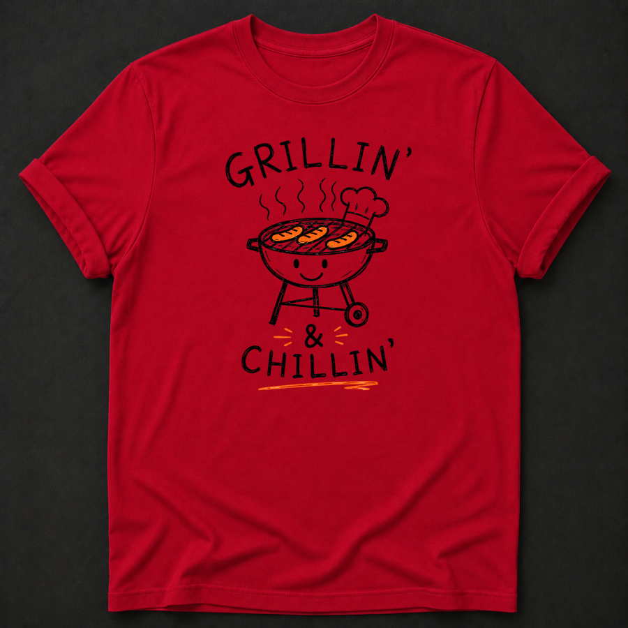 Grillin' & Chillin' T-Shirt - Funny BBQ Grill Graphic Tee