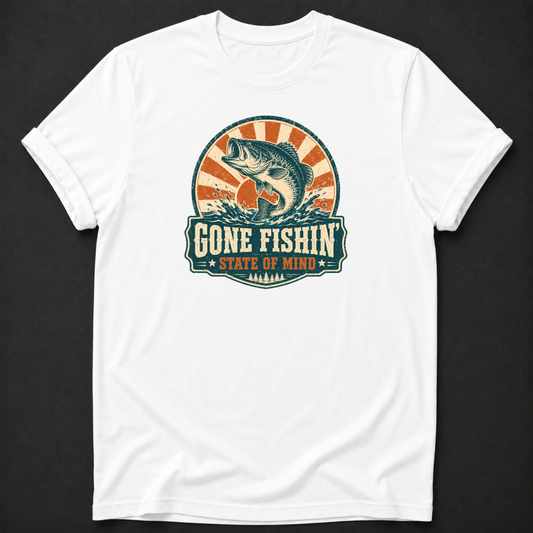 Gone Fishin' State of Mind T-Shirt – Vintage Retro Fishing Tee