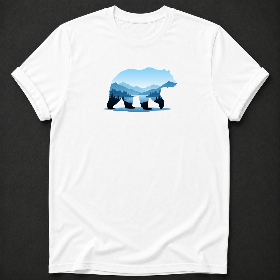 Bear Mountain Lake Silhouette T-Shirt - Wildlife Nature Graphic Tee