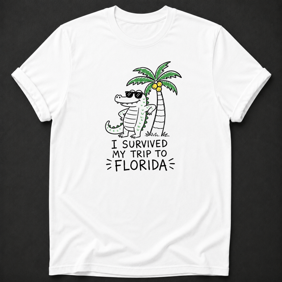 I Survived My Trip To Florida T-Shirt - Funny Alligator Florida Graphic Tee