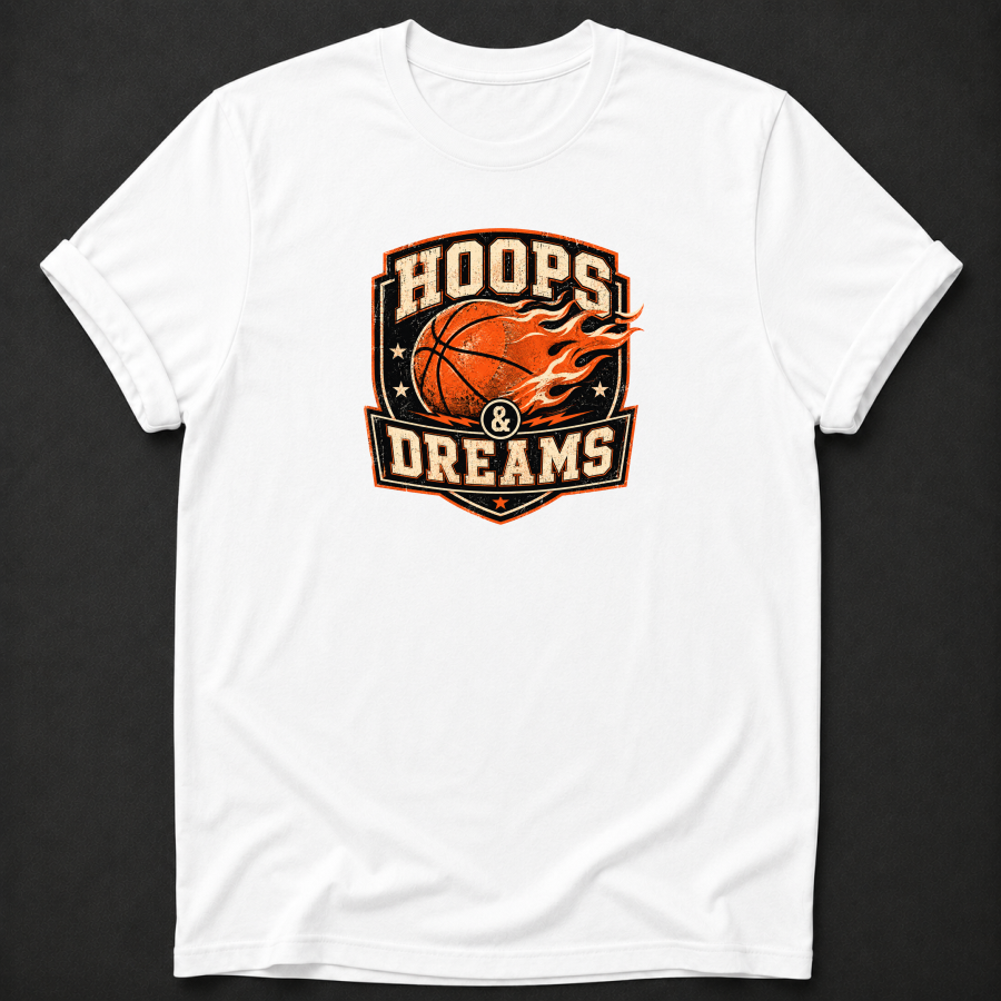 Hoops & Dreams Basketball T-Shirt – Vintage Retro Basketball Tee