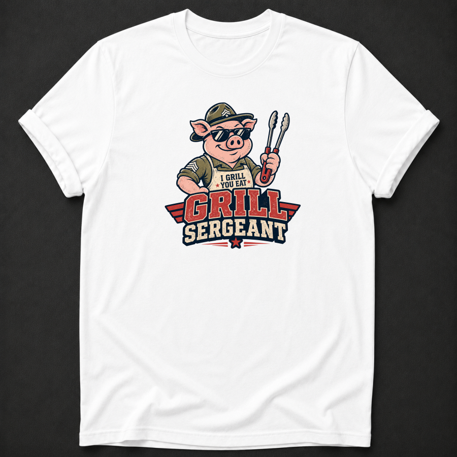 Grill Sergeant BBQ T-Shirt – Funny Grill Master Pig Shirt