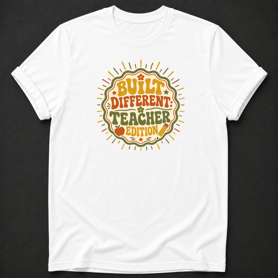 Built Different Teacher Edition T-Shirt - Funny Retro Teacher Graphic Tee