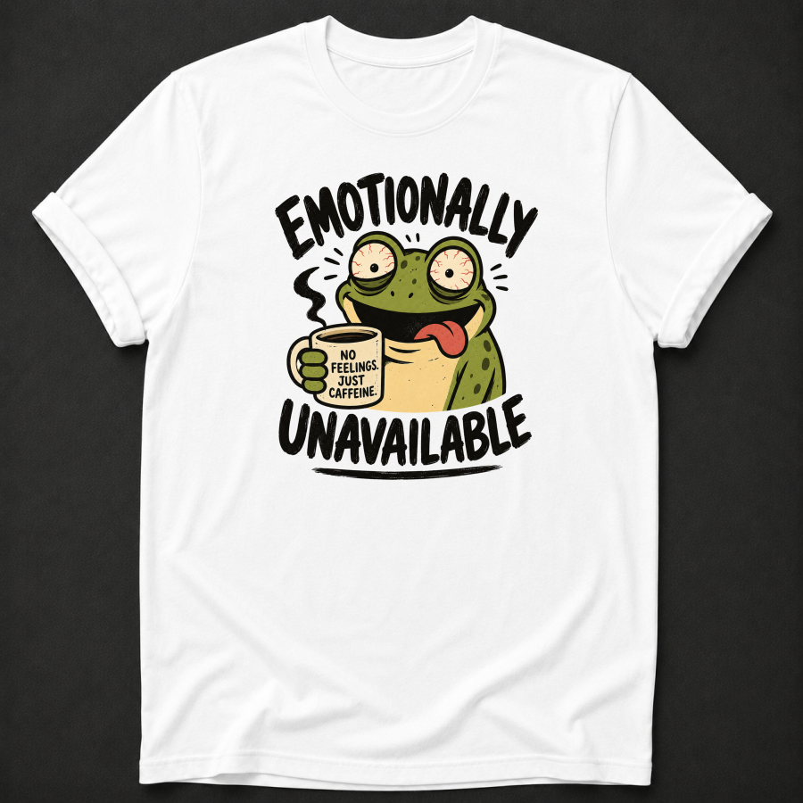 Emotionally Unavailable Frog T-Shirt – Funny Coffee Lover Tee