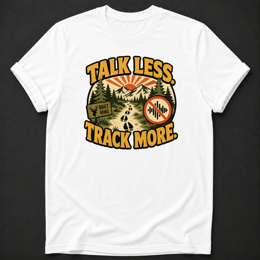 Talk Less Track More T-Shirt - Funny Hunting Tracking Graphic Tee