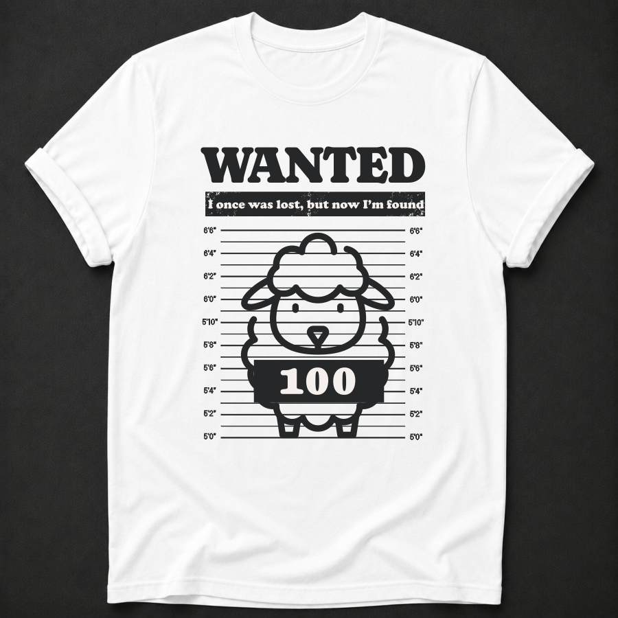 Wanted The Lost Sheep Tee - Luke 15:4 Christian t-shirt