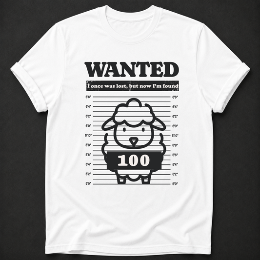 Wanted The Lost Sheep Tee - Luke 15:4 Christian t-shirt