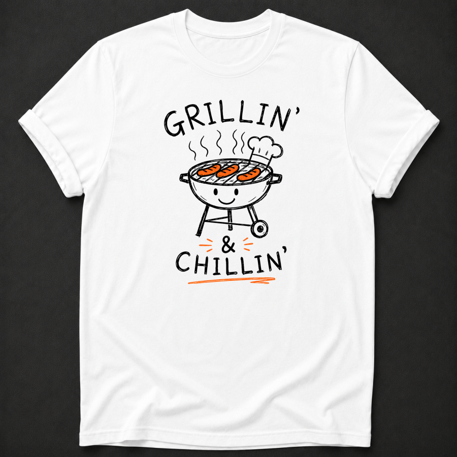 Grillin' & Chillin' T-Shirt - Funny BBQ Grill Graphic Tee