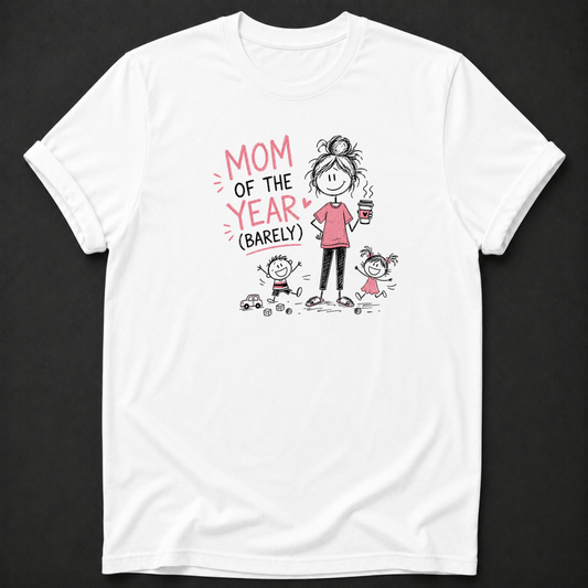 Mom Of The Year Barely T-Shirt - Funny Mom Life Graphic Tee