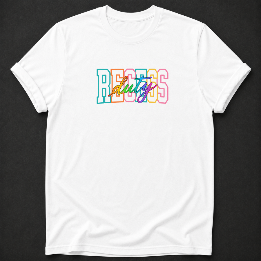 Recess Duty T-Shirt - Colorful Retro Teacher Graphic Tee
