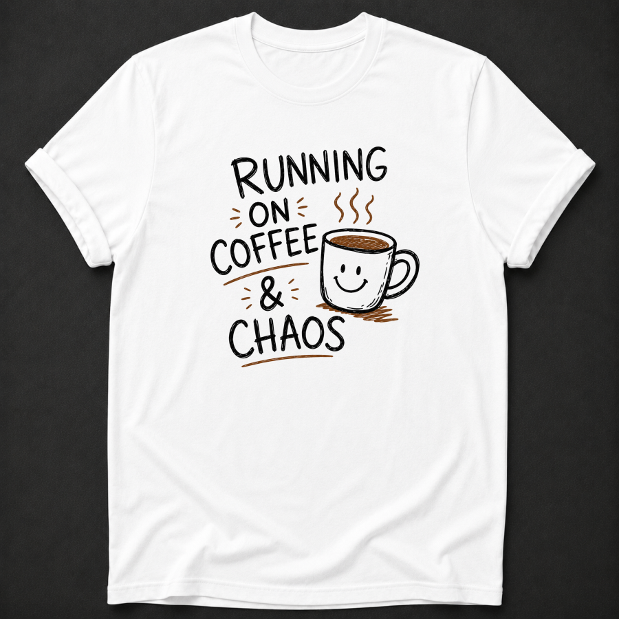 Running On Coffee & Chaos T-Shirt - Funny Coffee Graphic Tee