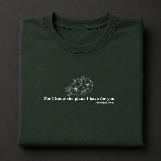 For I Know the Plans Tee - Jeremiah 29:11 Christian apparel